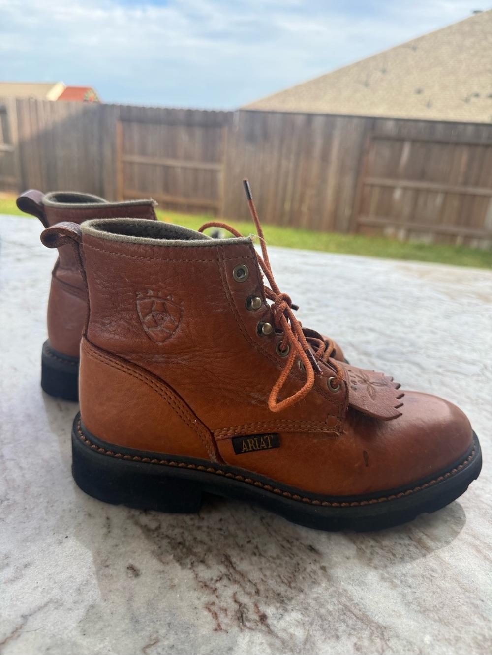 Ariat Tan Leather Lace-Up Ankle Boots